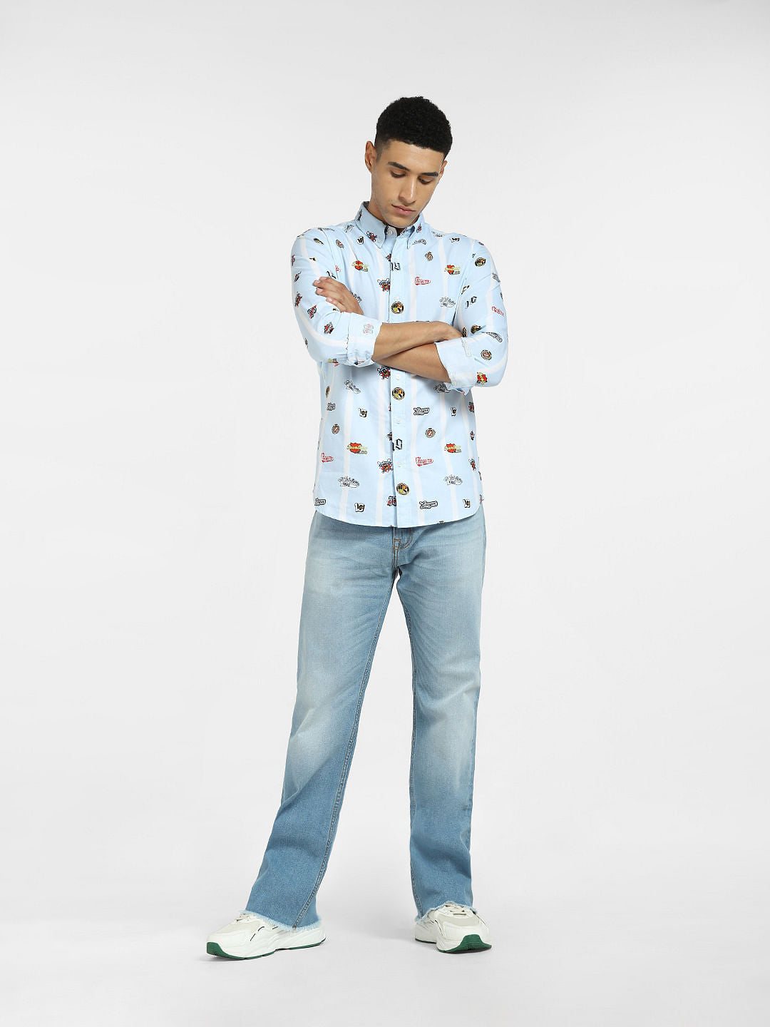 Blue All Over Print Full Sleeves Shirt