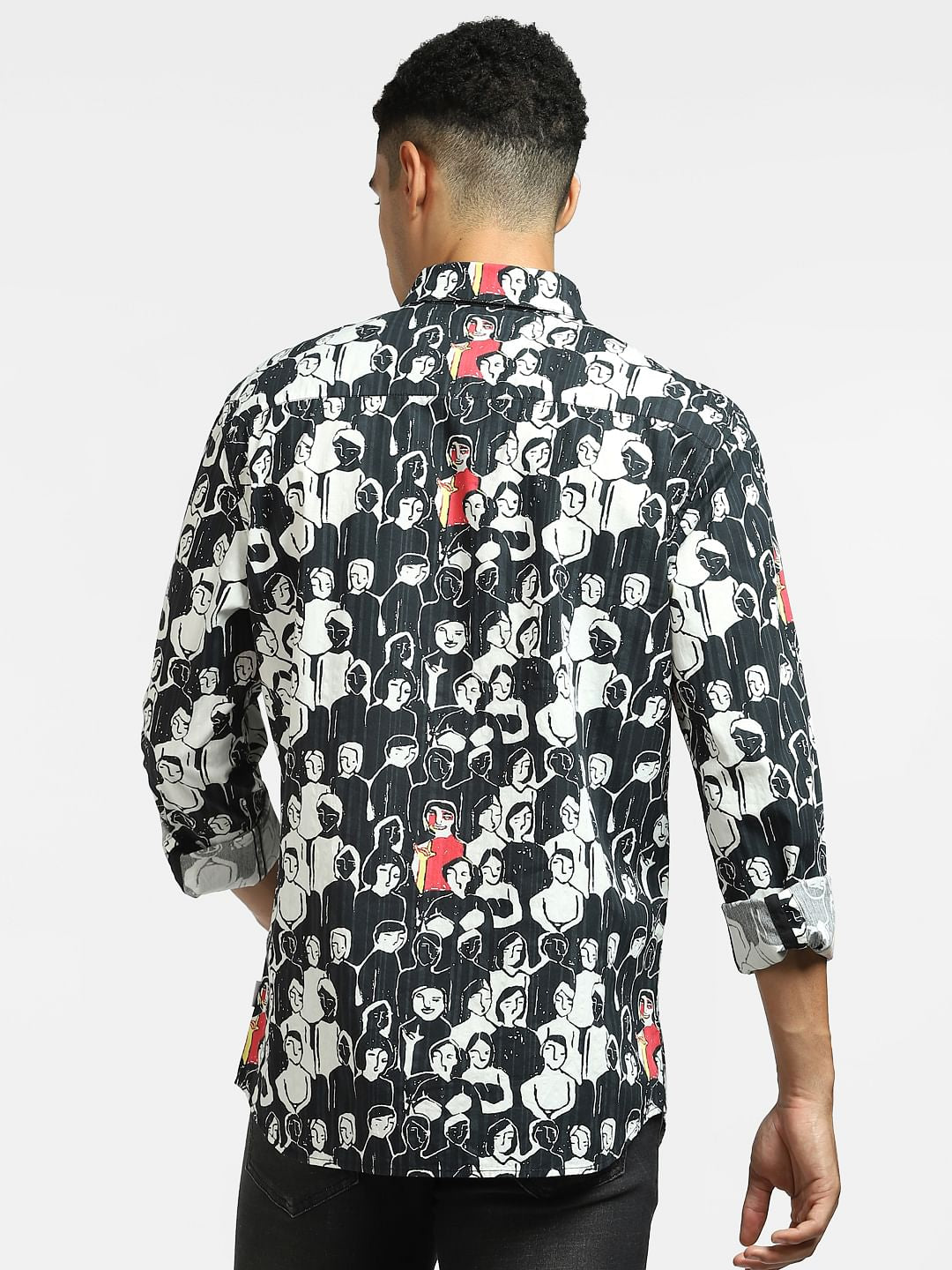 Black Graphic Print Full Sleeves Shirt