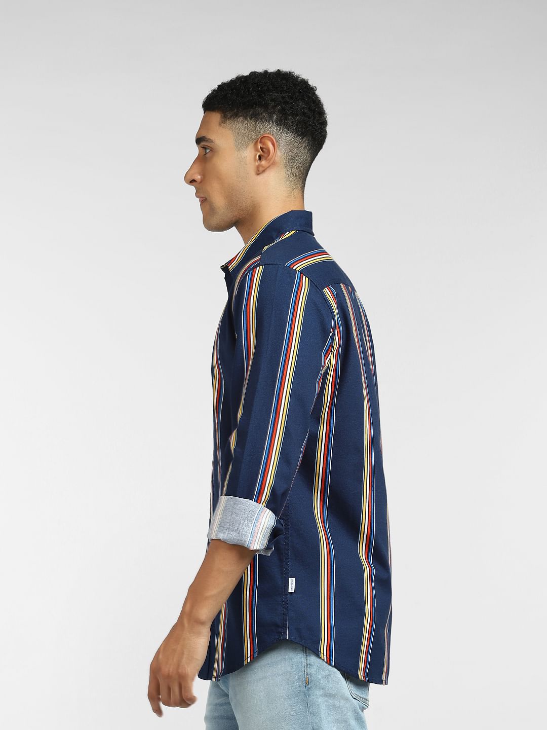 Blue Striped Full Sleeves Shirt