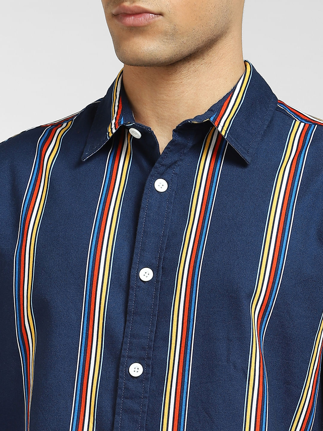 Blue Striped Full Sleeves Shirt