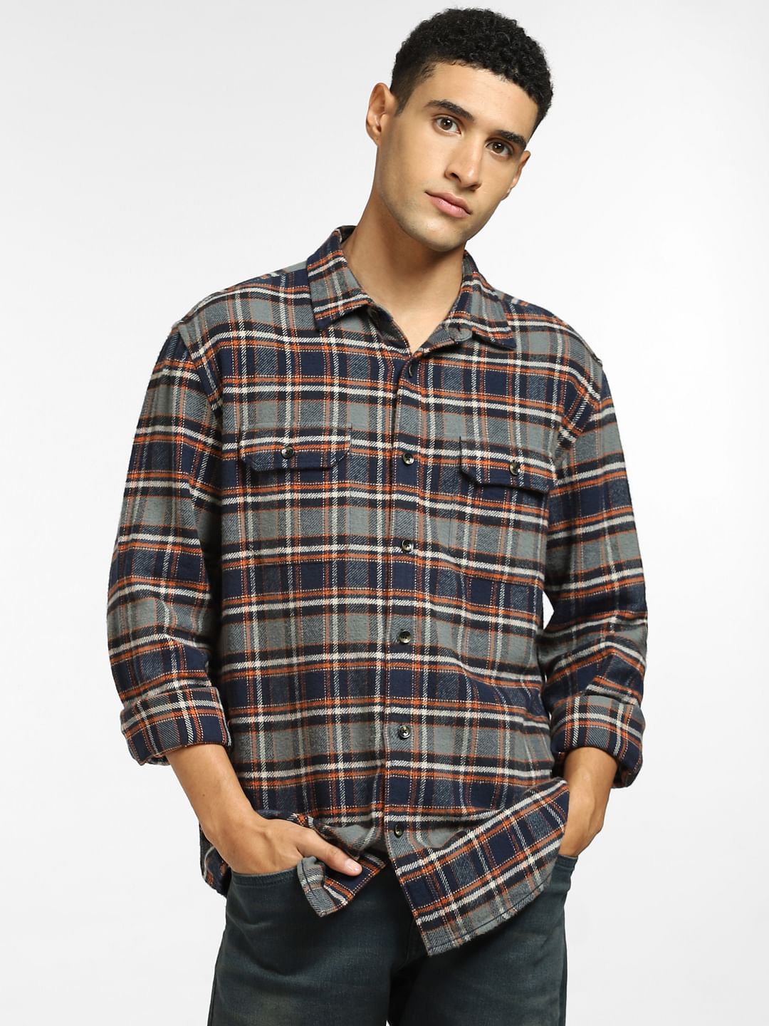 Dark Green Check Full Sleeves Shirt