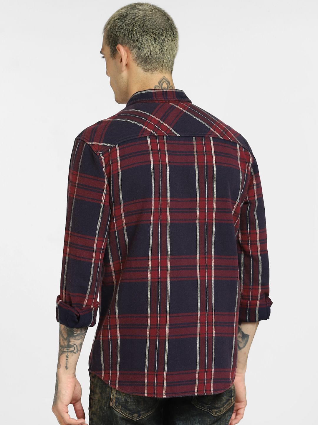 Red Check Print Full Sleeves Shirt