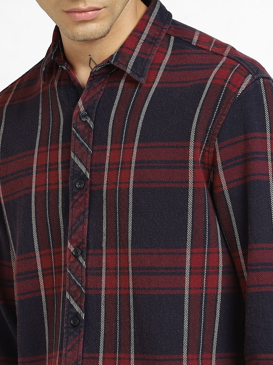 Red Check Print Full Sleeves Shirt