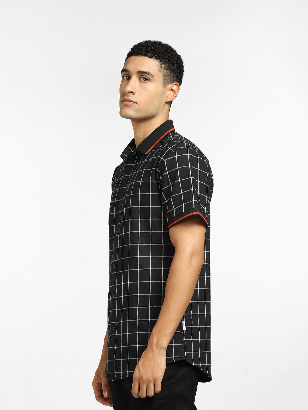 Black Check Short Sleeves Shirt