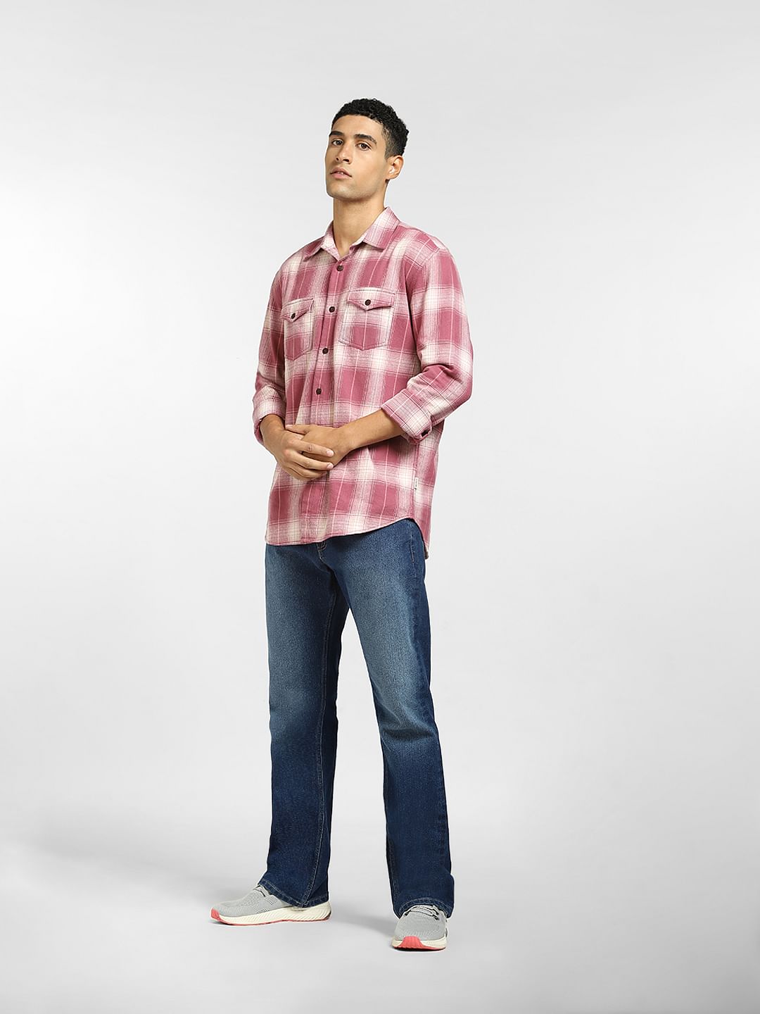 Pink Check Full Sleeves Shirt