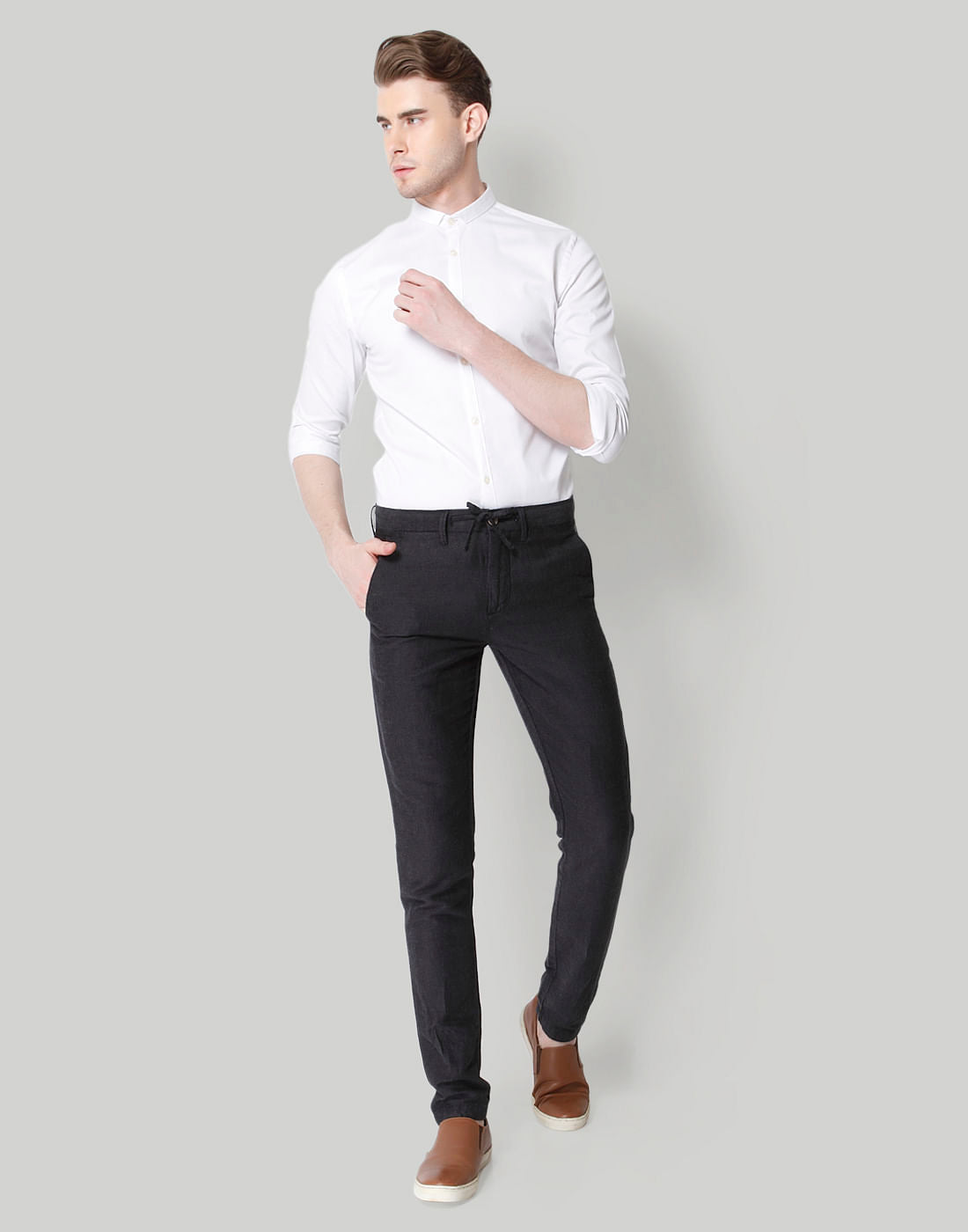 Black Drawstring Linen Pants