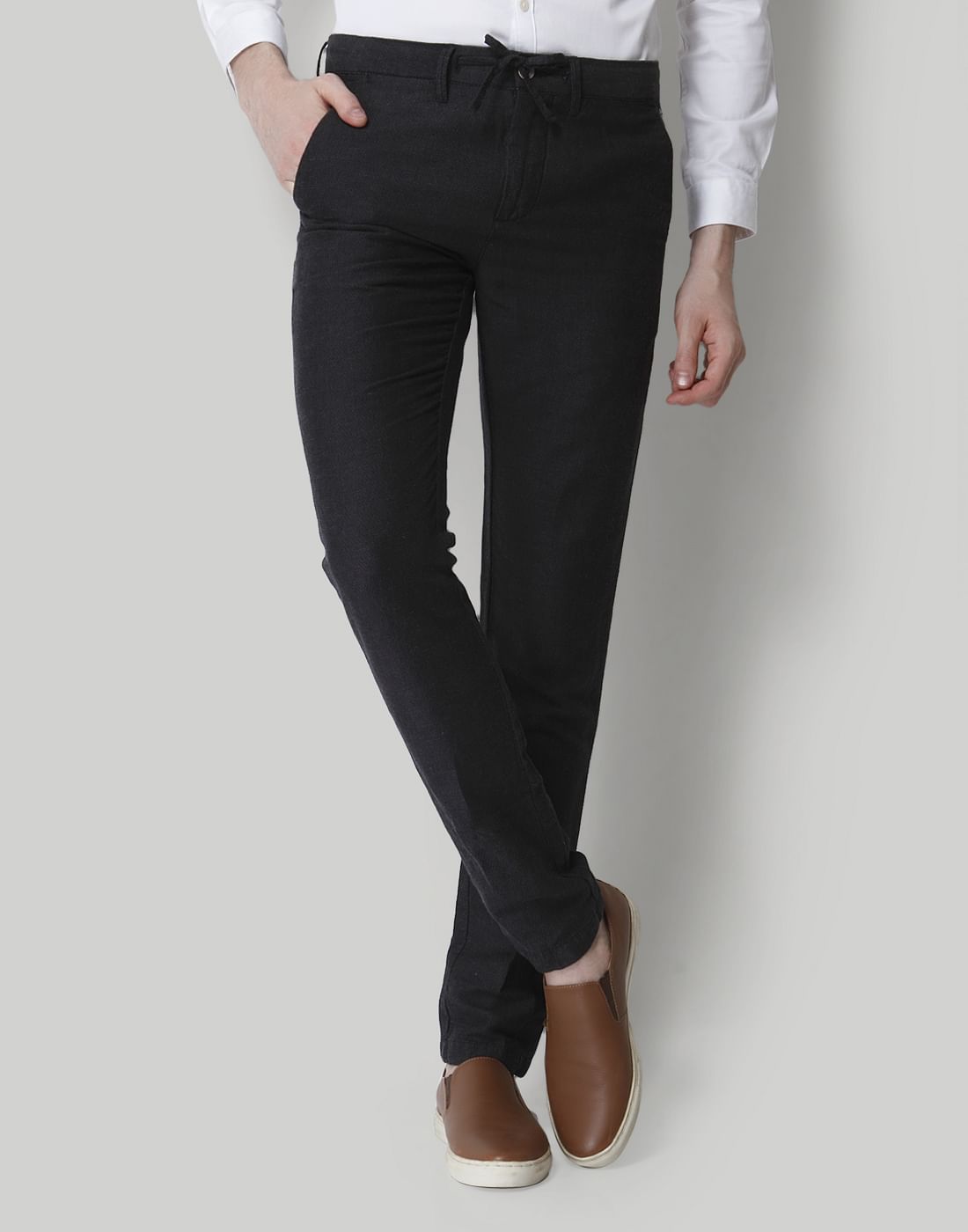 Black Drawstring Linen Pants