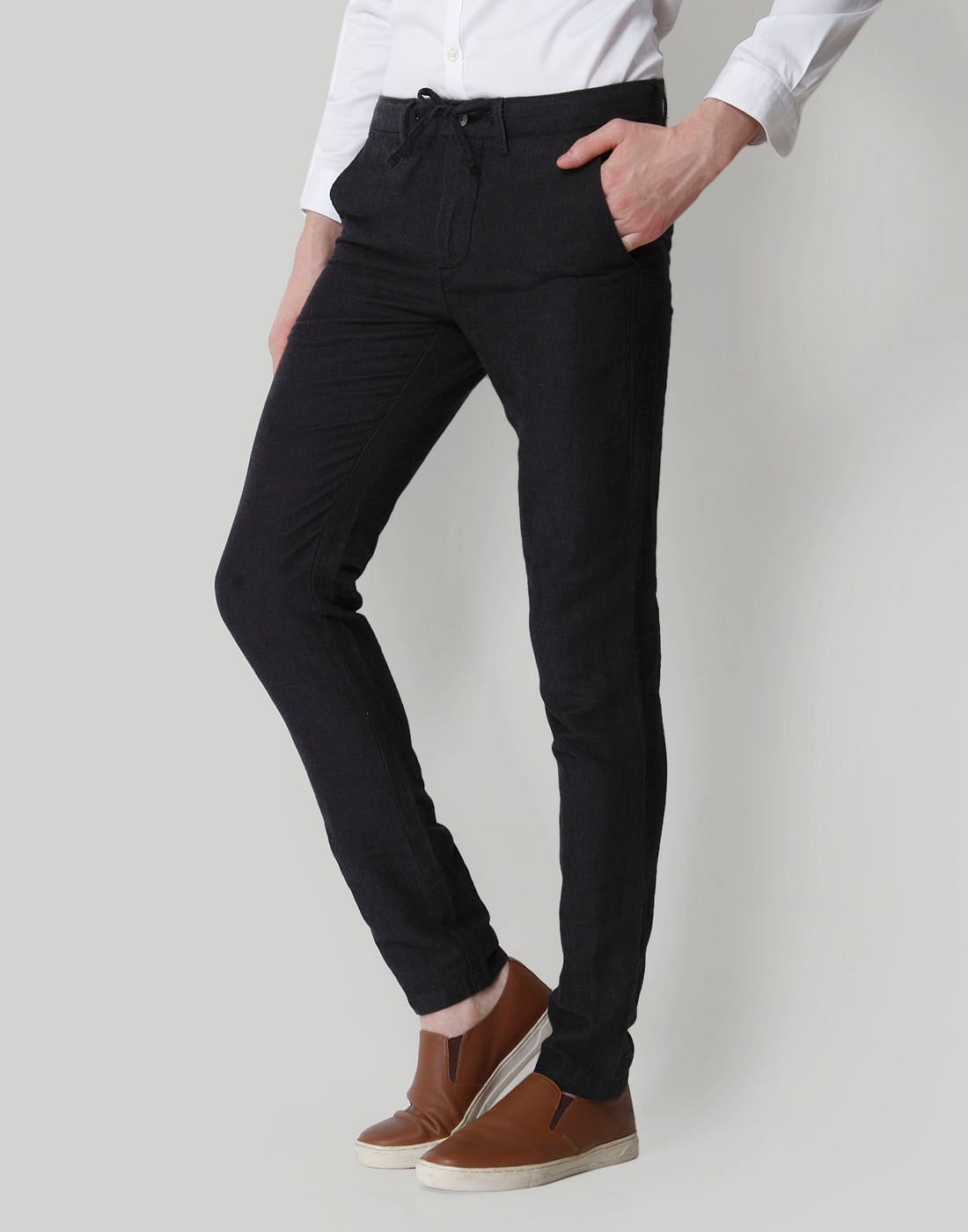 Black Drawstring Linen Pants