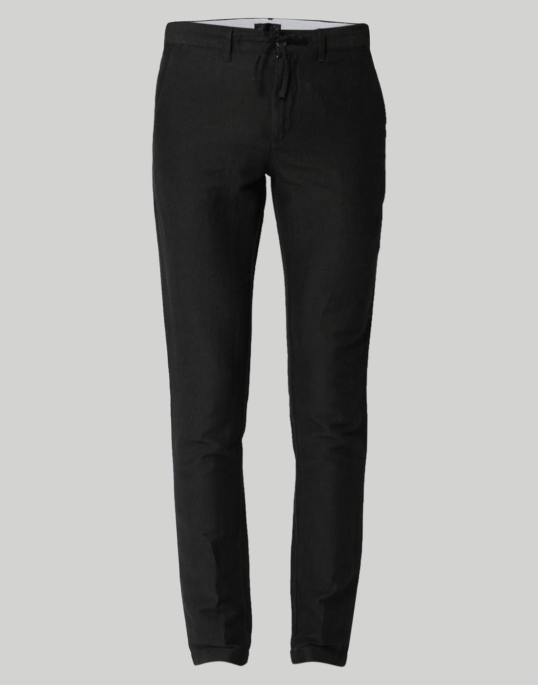 Dark Grey Mid Rise Dobby Trousers