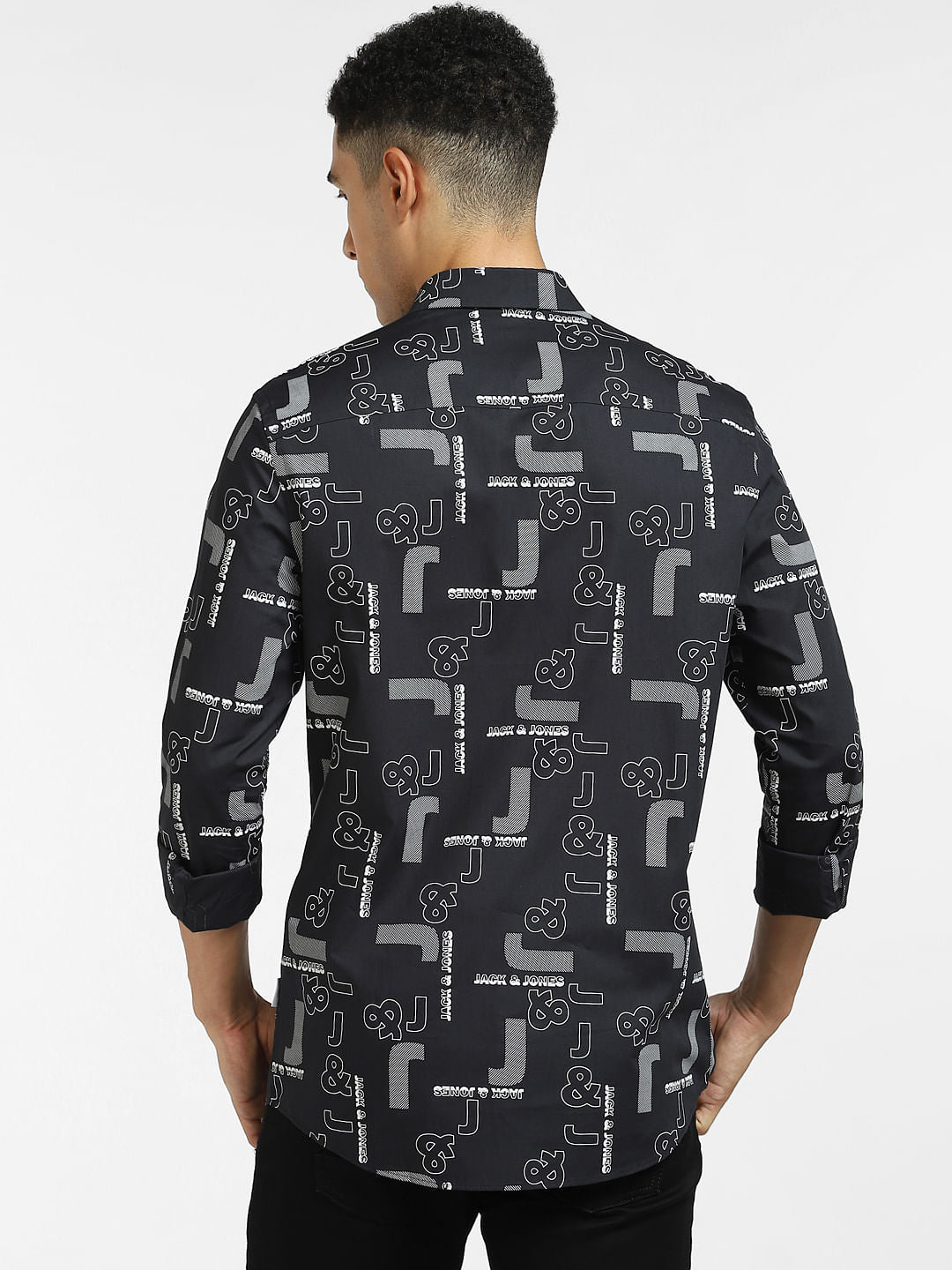 Black Logo Print Full Sleeves Shirt