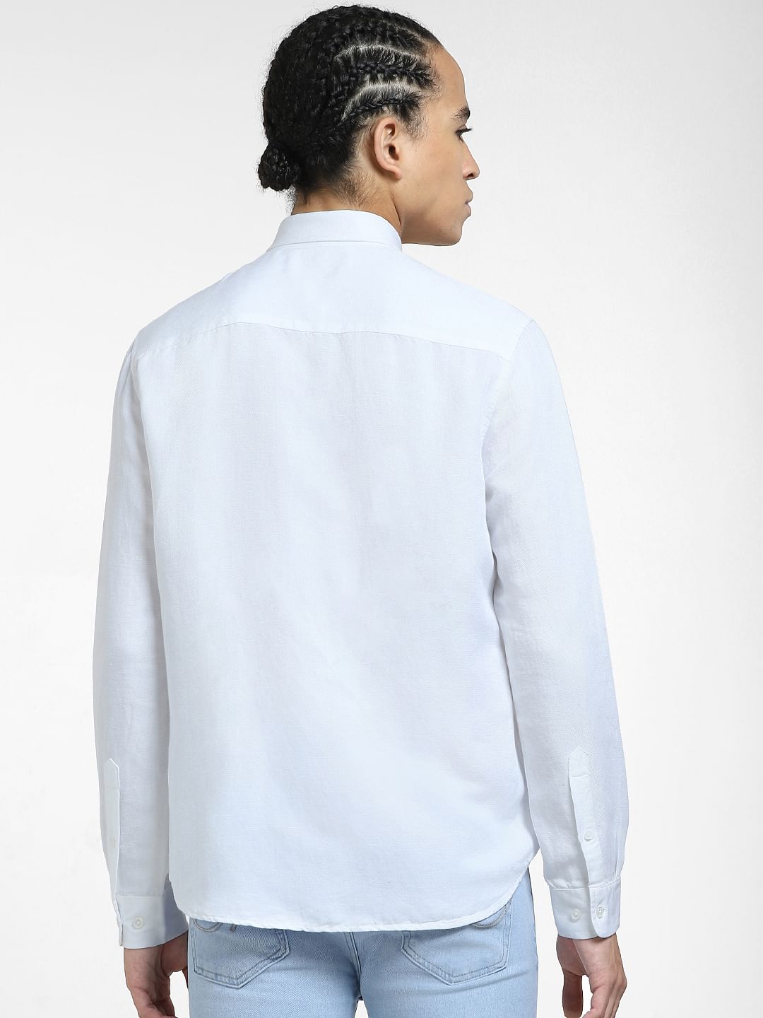 White Cotton Full Sleeves Shirt