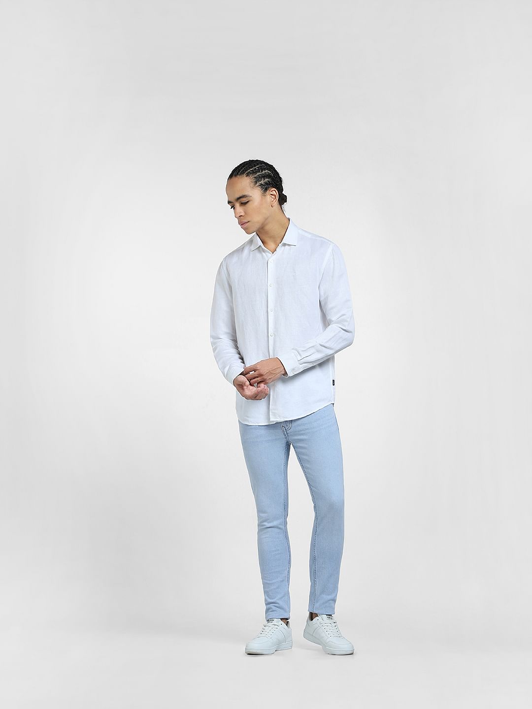 White Cotton Full Sleeves Shirt