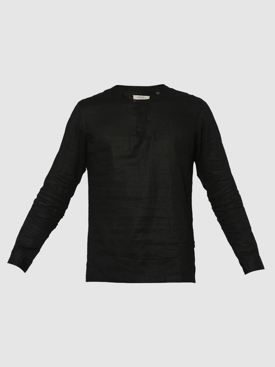 Black Slim Fit Henley Neck T-Shirt