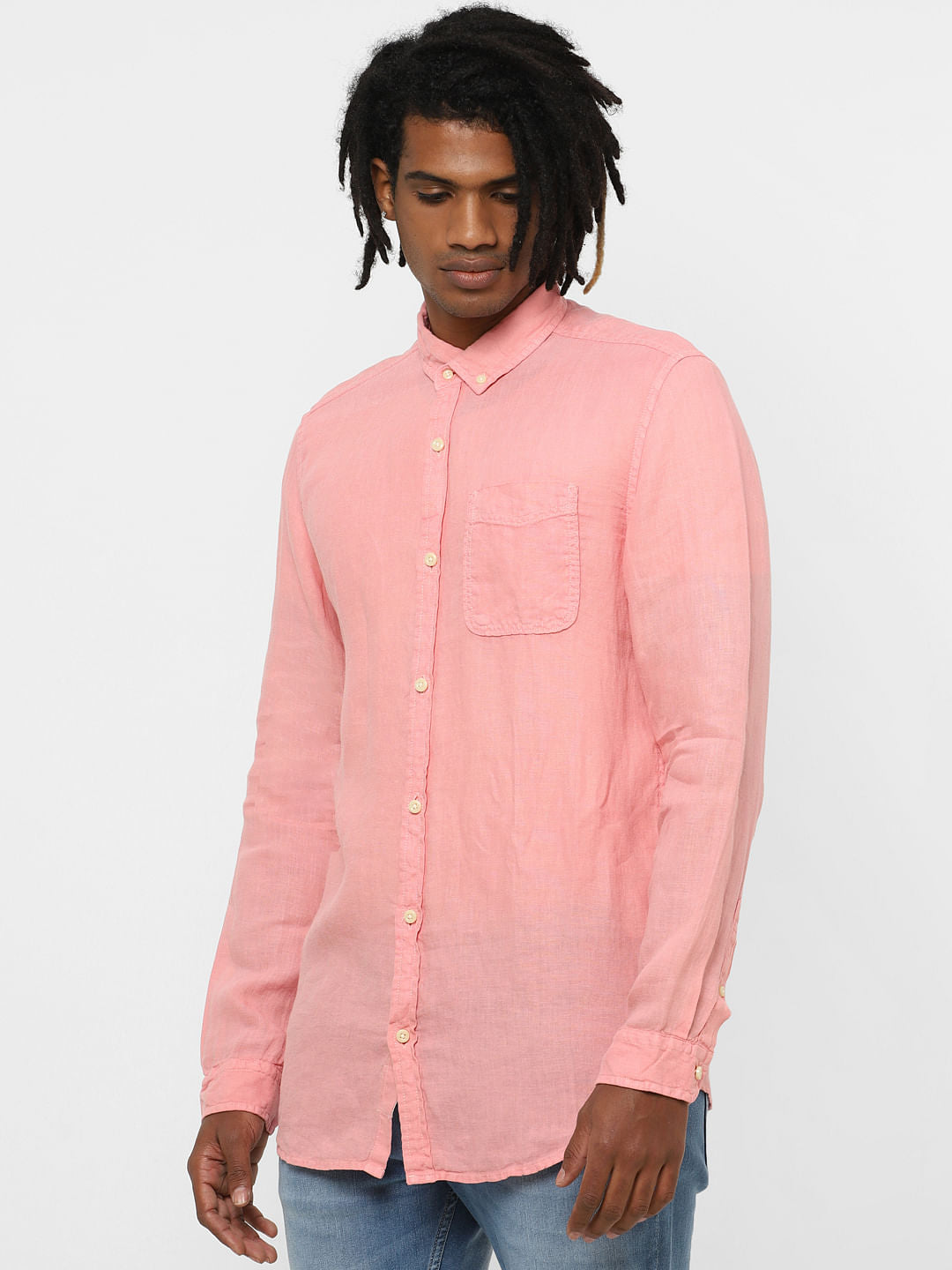 Pink Full Sleeves Linen Shirt
