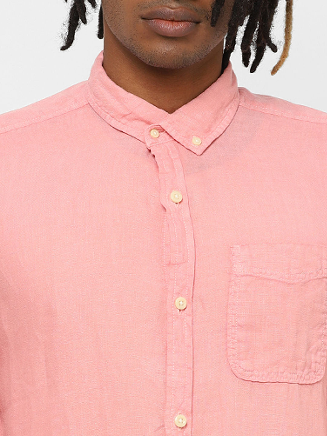 Pink Full Sleeves Linen Shirt