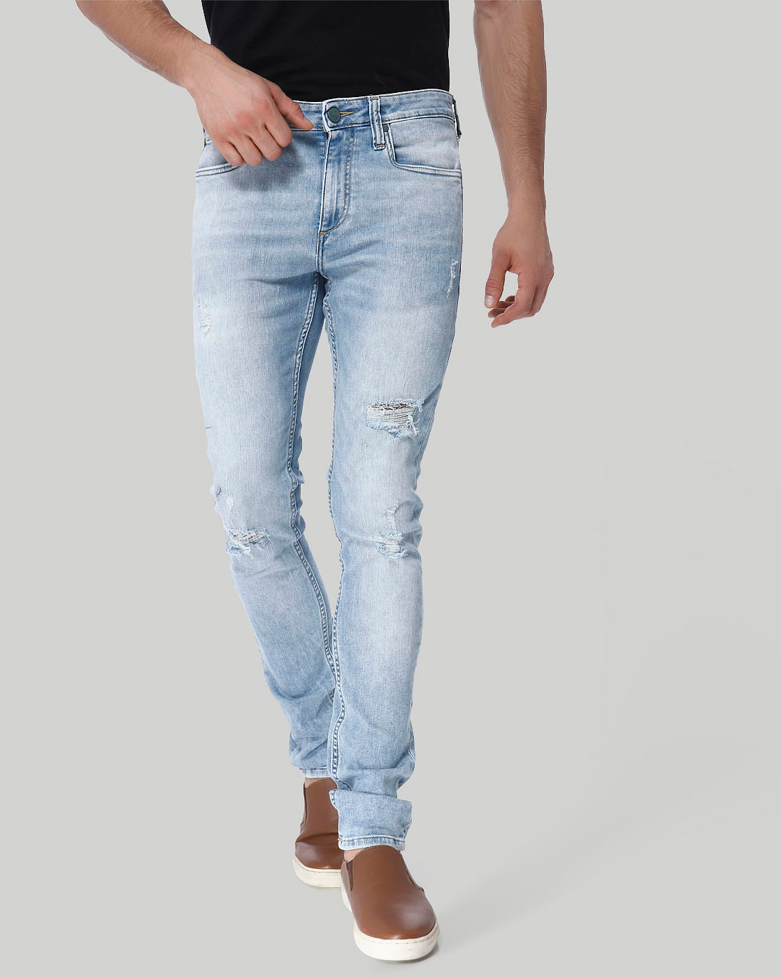 Light Blue Ripped Liam Skinny Jeans