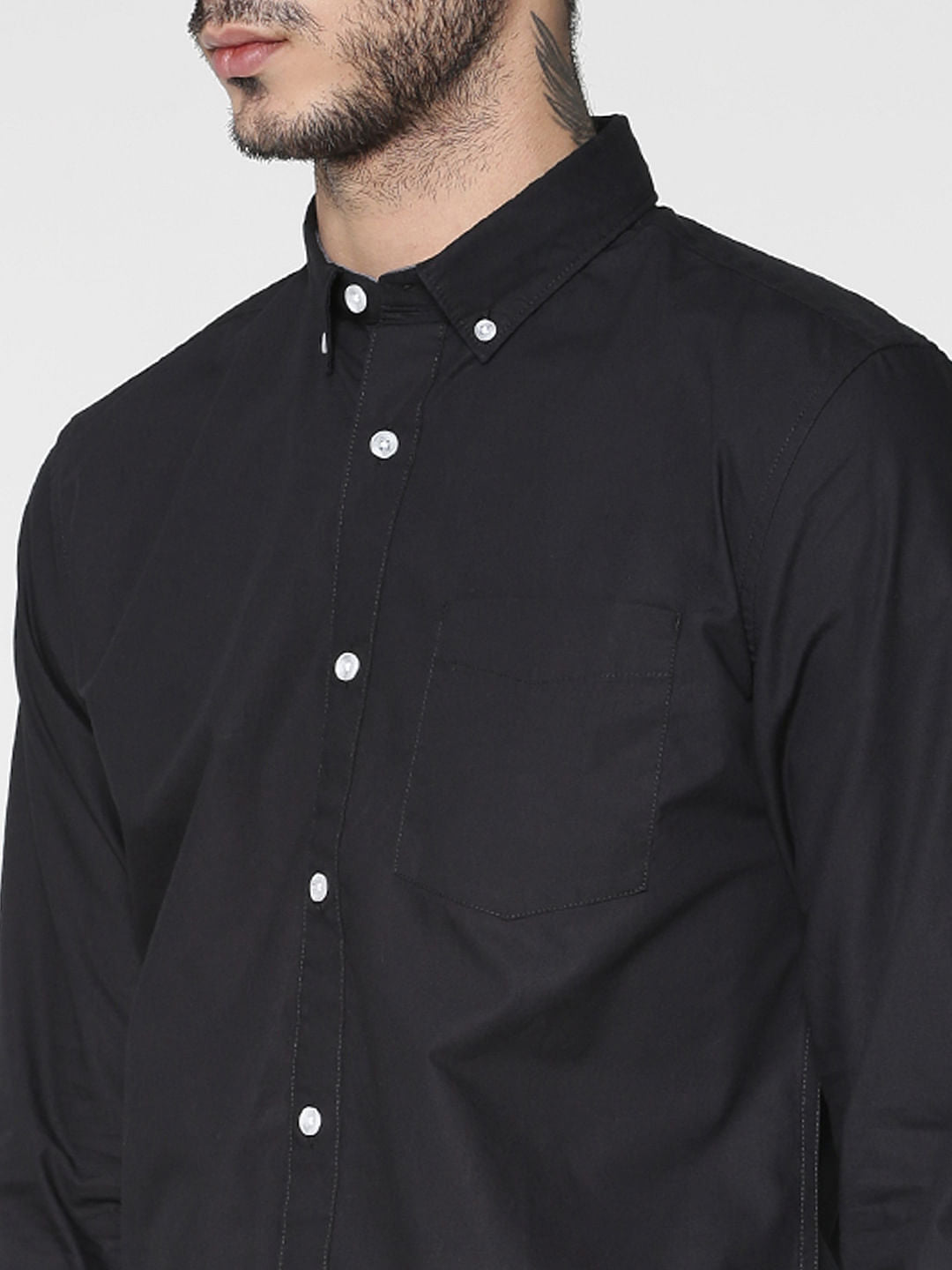 Black Slim Fit Full Sleeves Shirt