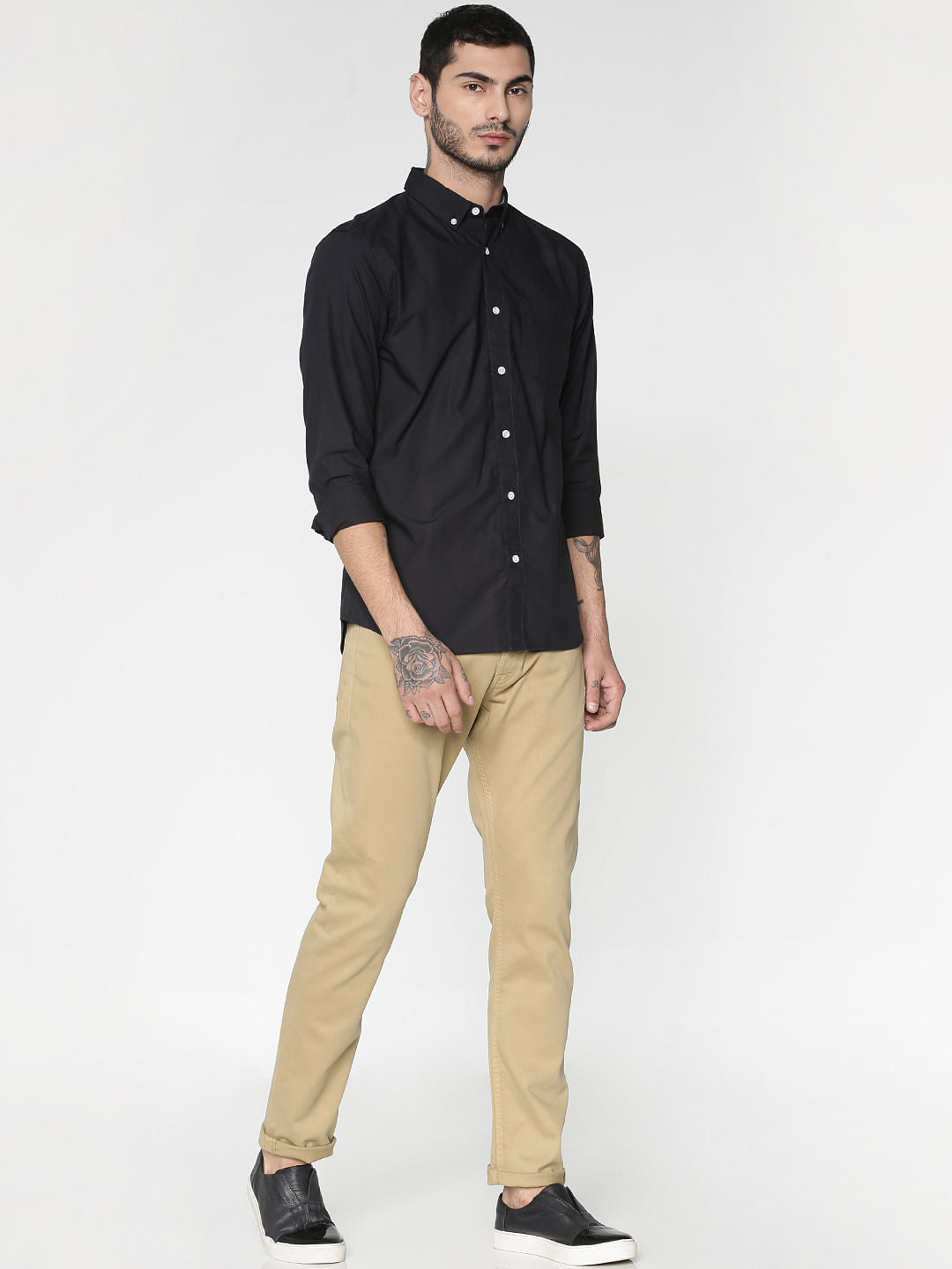Black Slim Fit Full Sleeves Shirt