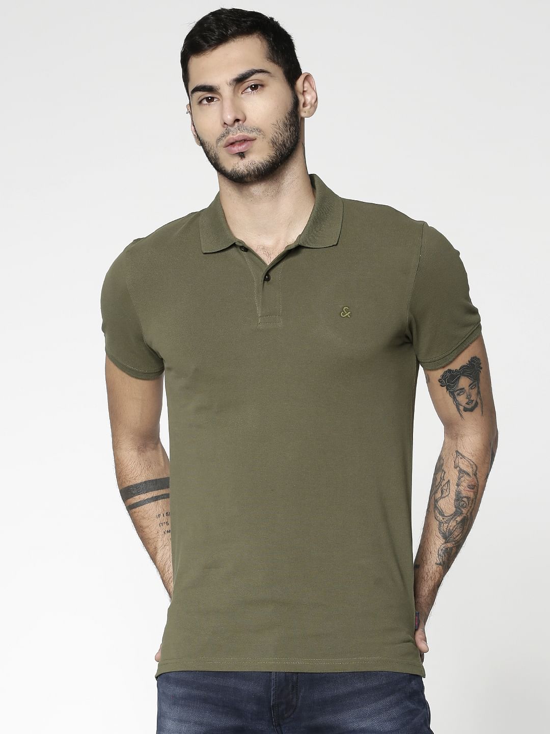 Green Slim Fit Polo Neck T-Shirt