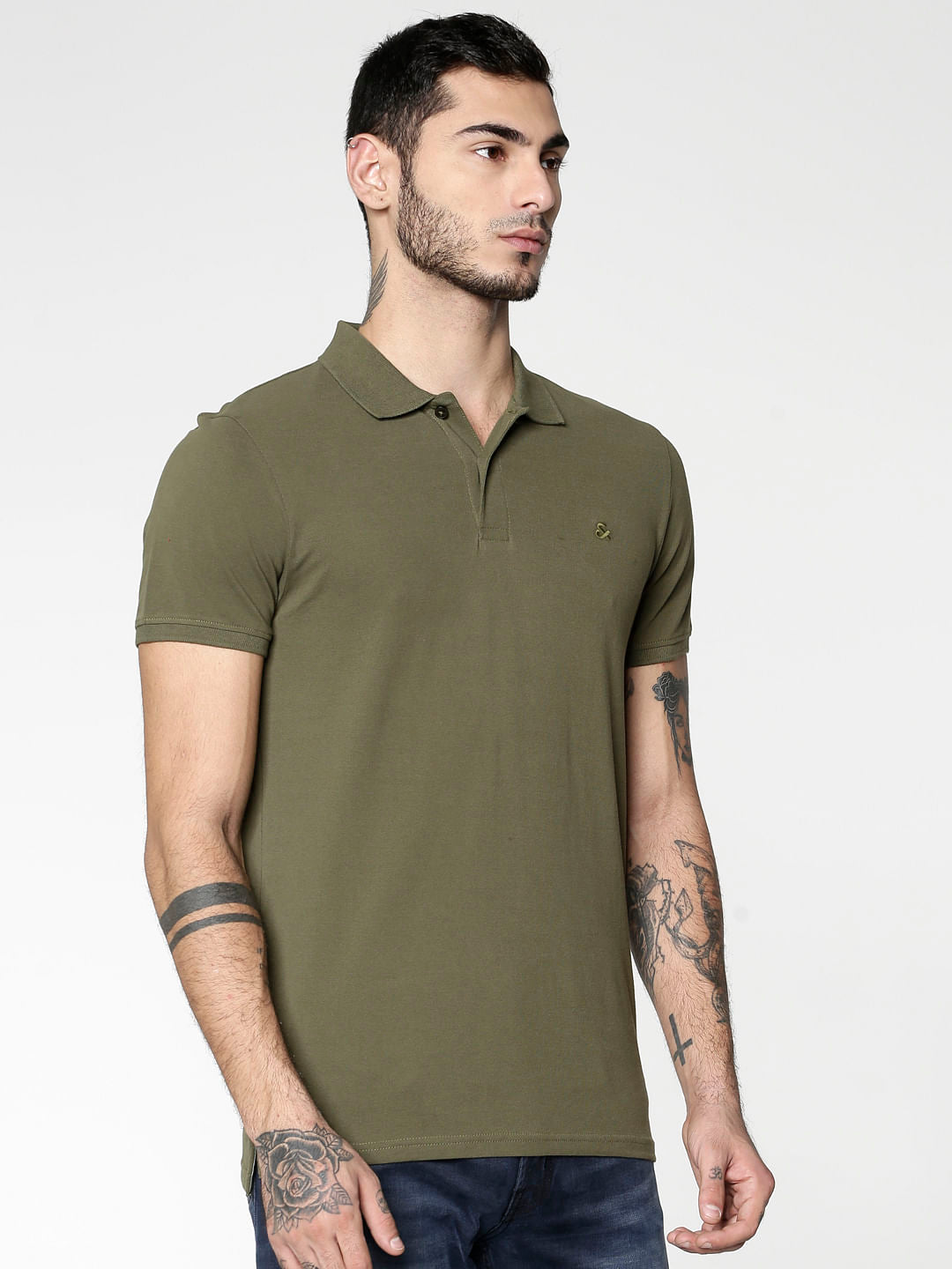Green Slim Fit Polo Neck T-Shirt