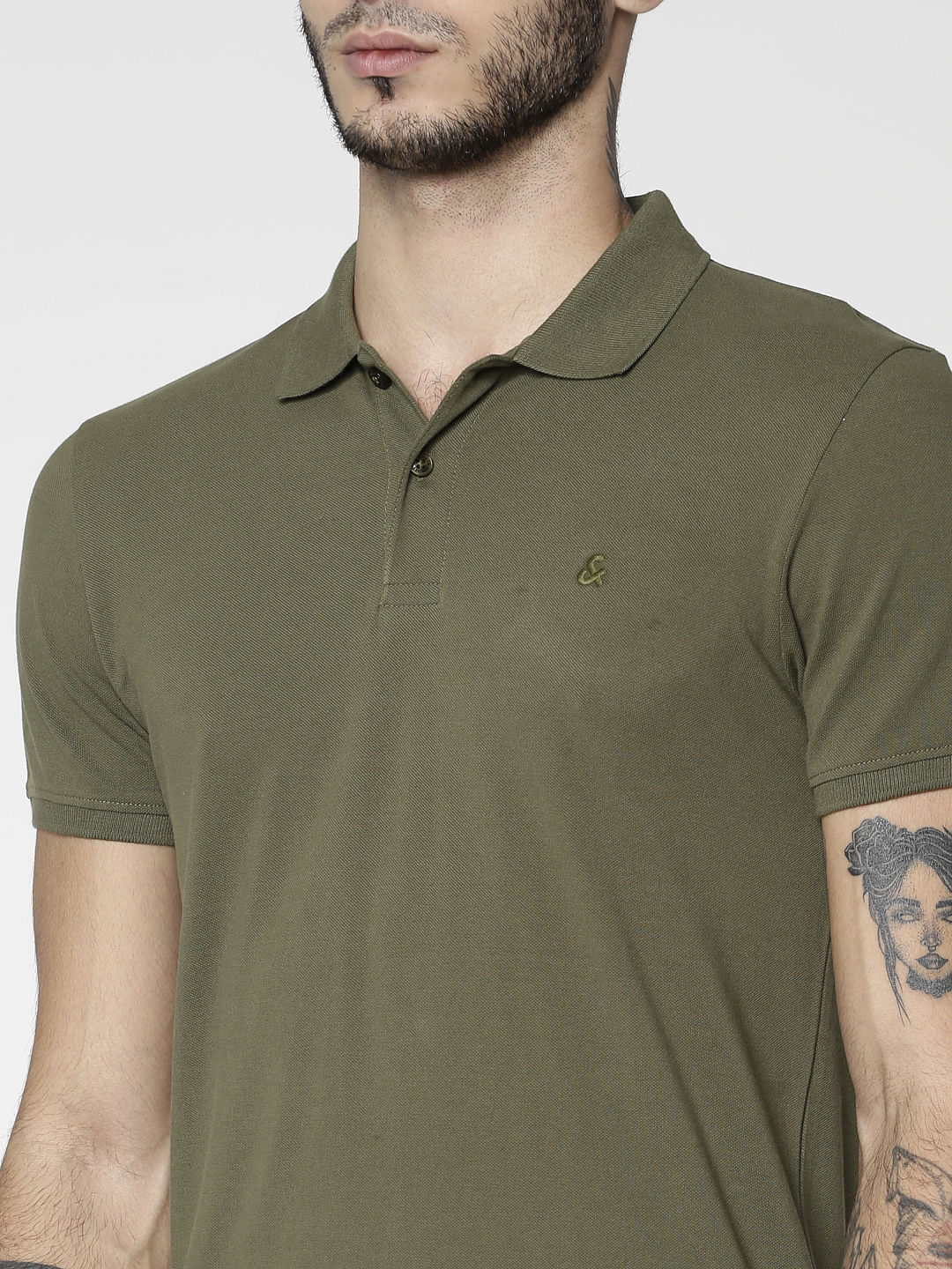 Green Slim Fit Polo Neck T-Shirt