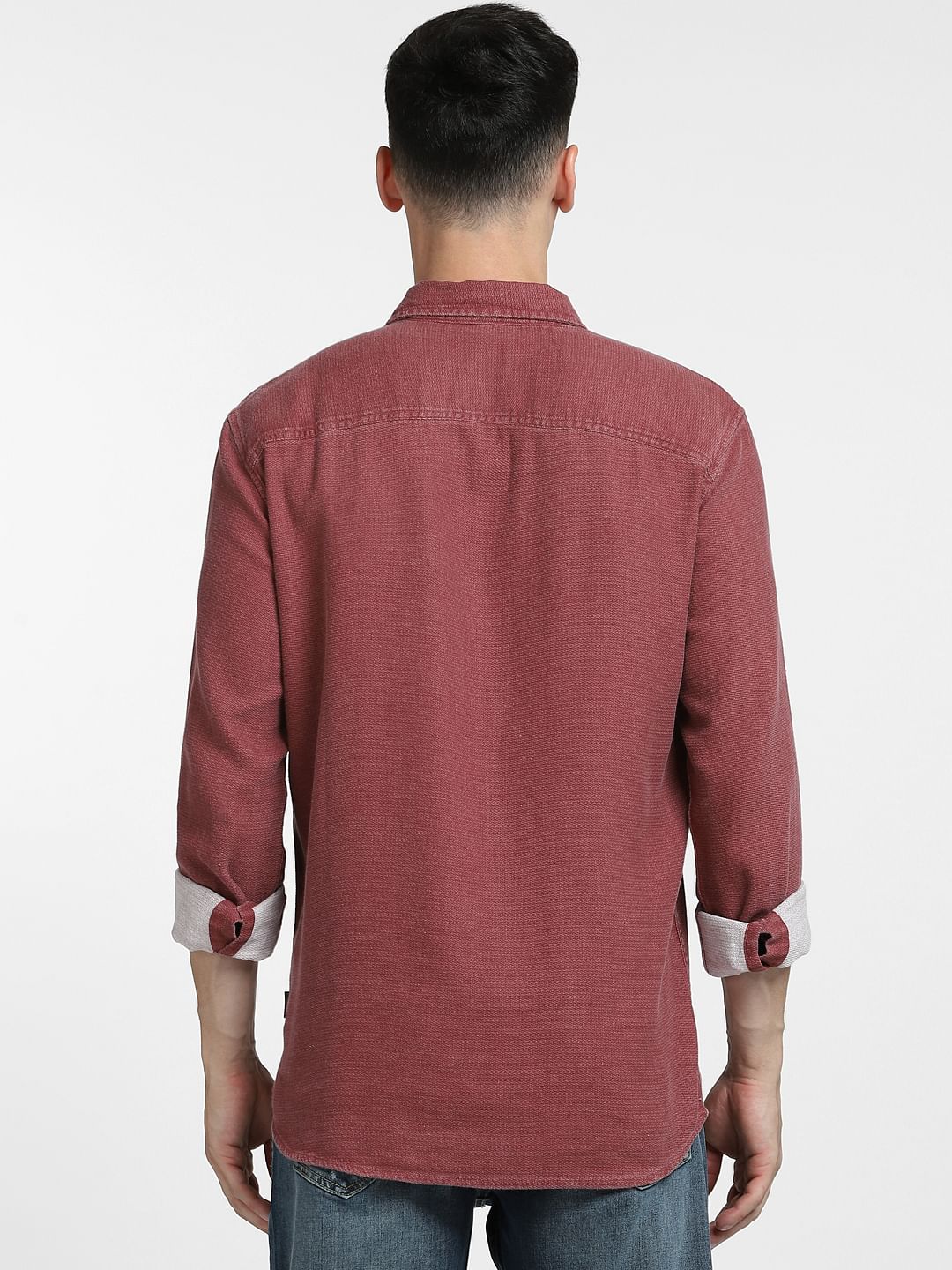Dark Pink Dobby Full Sleeves Shirt