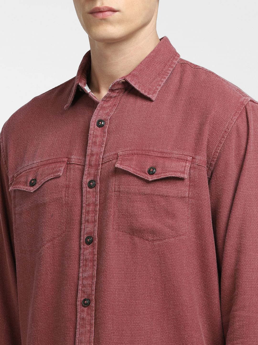 Dark Pink Dobby Full Sleeves Shirt