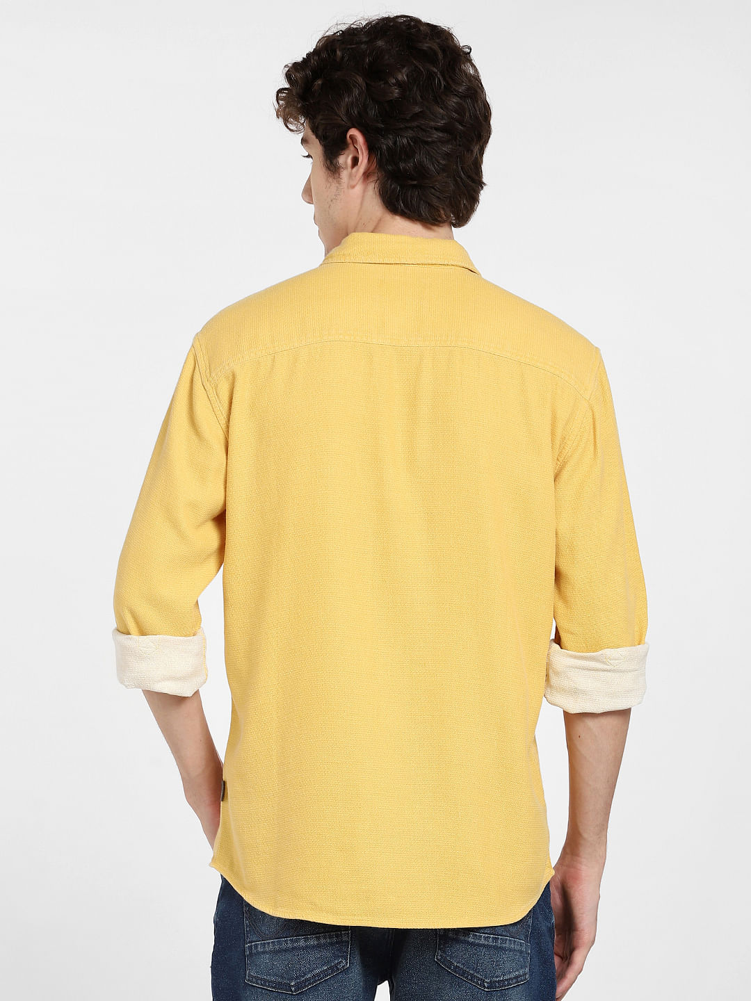 Yellow Dobby Full Sleeves Shirt