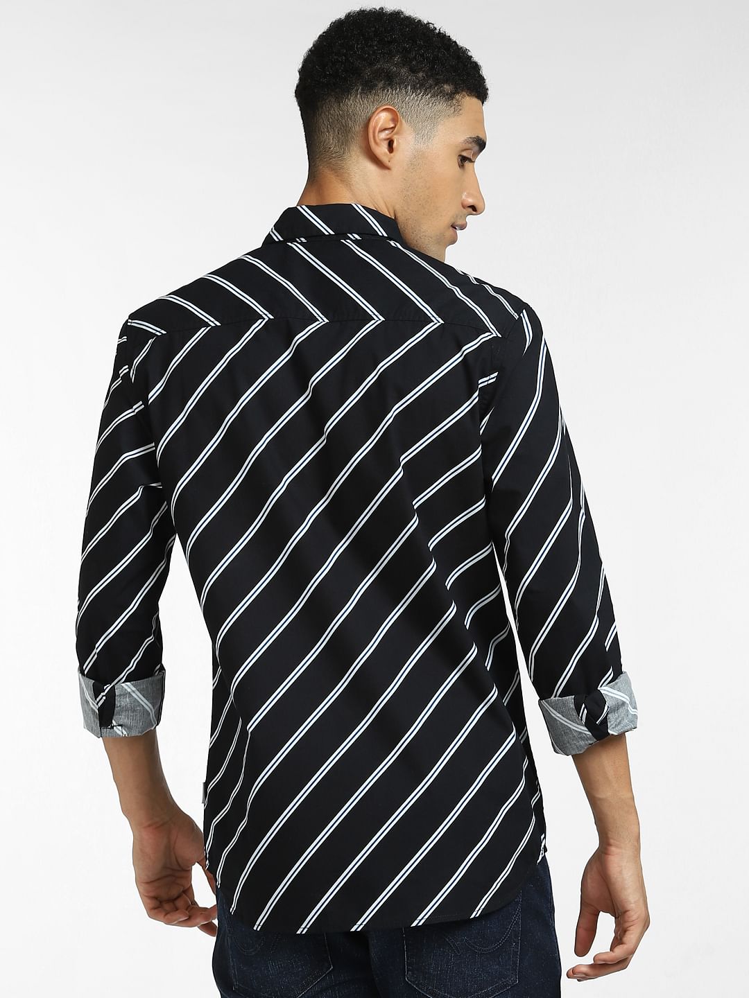 Black Striped Full Sleeves Shirt