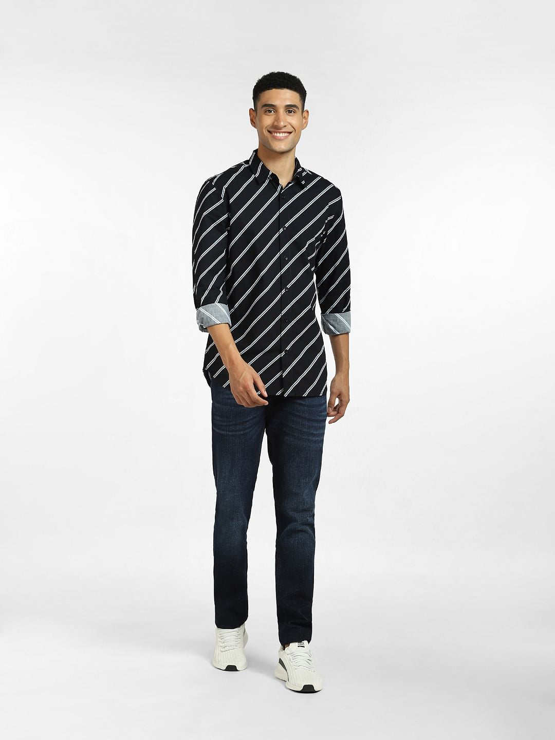 Black Striped Full Sleeves Shirt