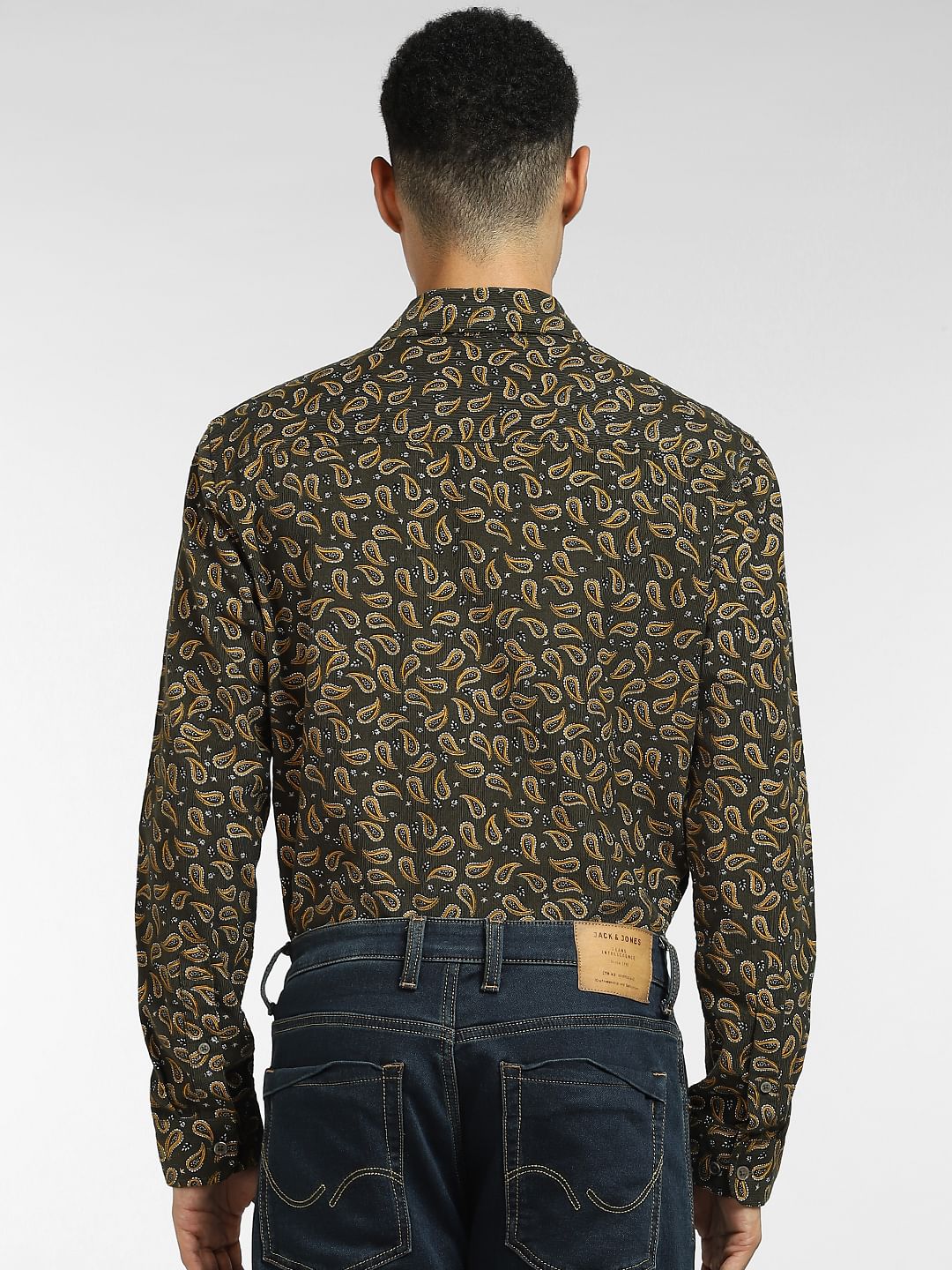 Green Paisley Print Full Sleeves Shirt