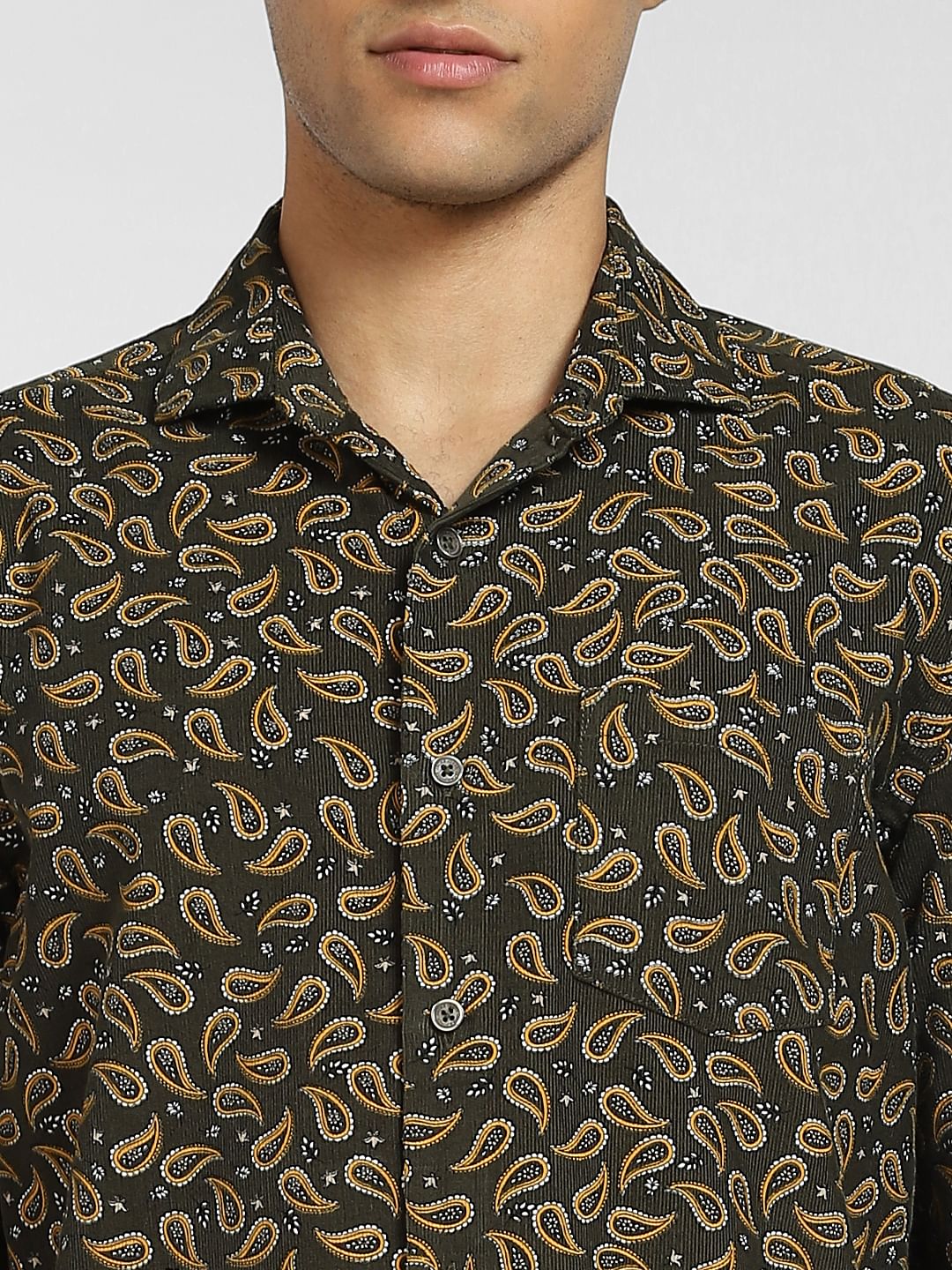 Green Paisley Print Full Sleeves Shirt