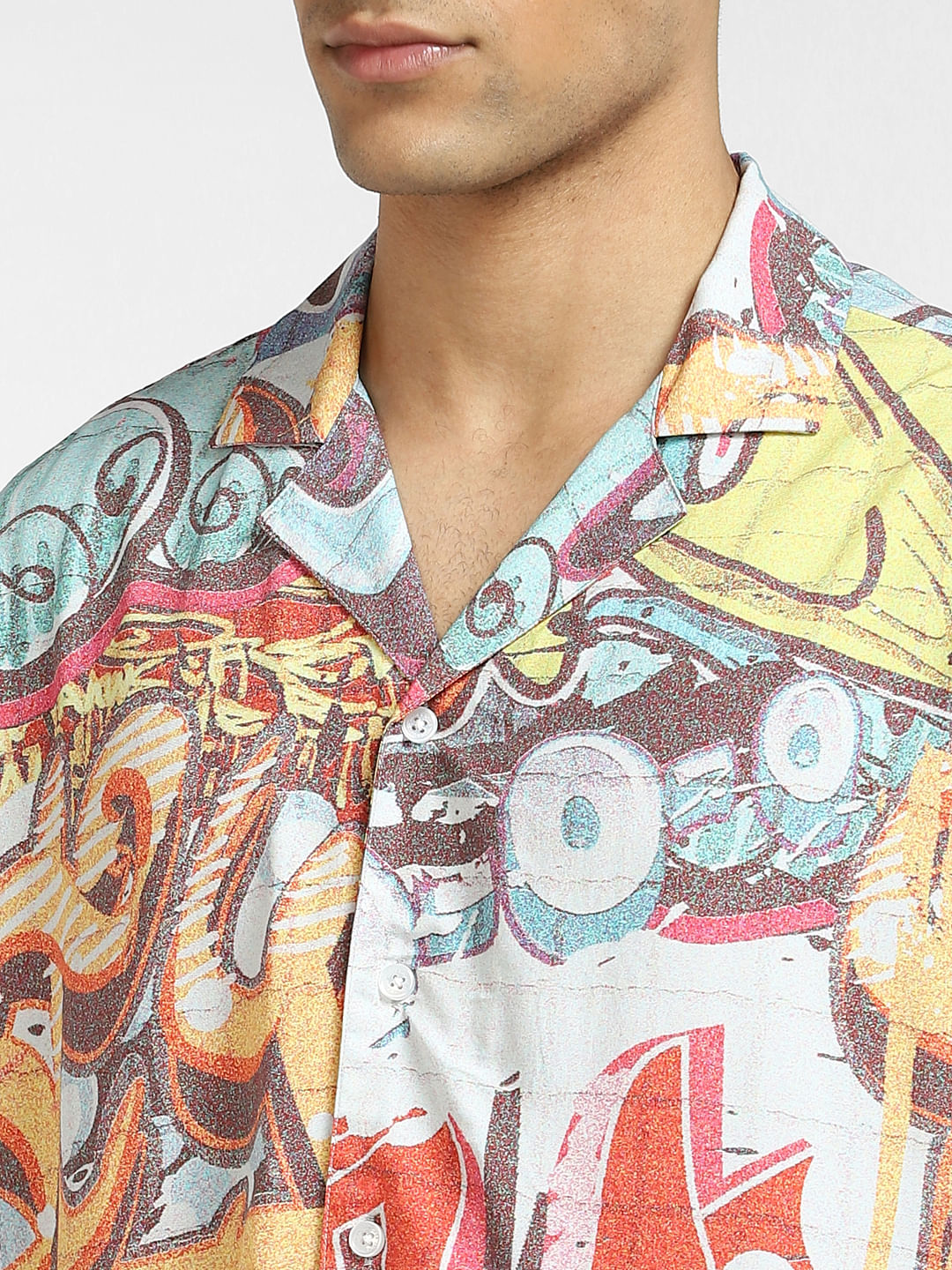 Orange Graffiti Print Co-ord Shirt