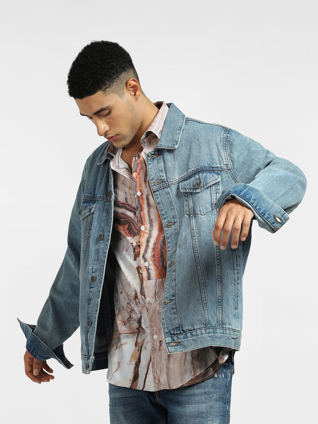 Brown Abstract Print Full Sleeves Shirt