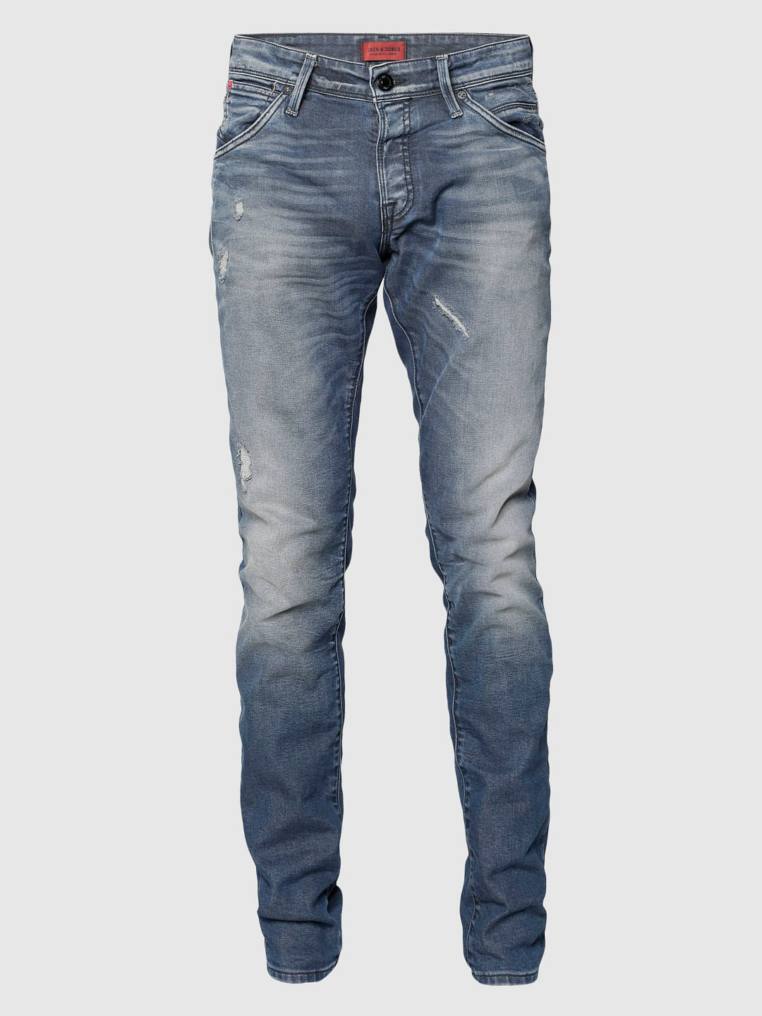 Blue Low Rise Distressed Glenn Slim Jeans