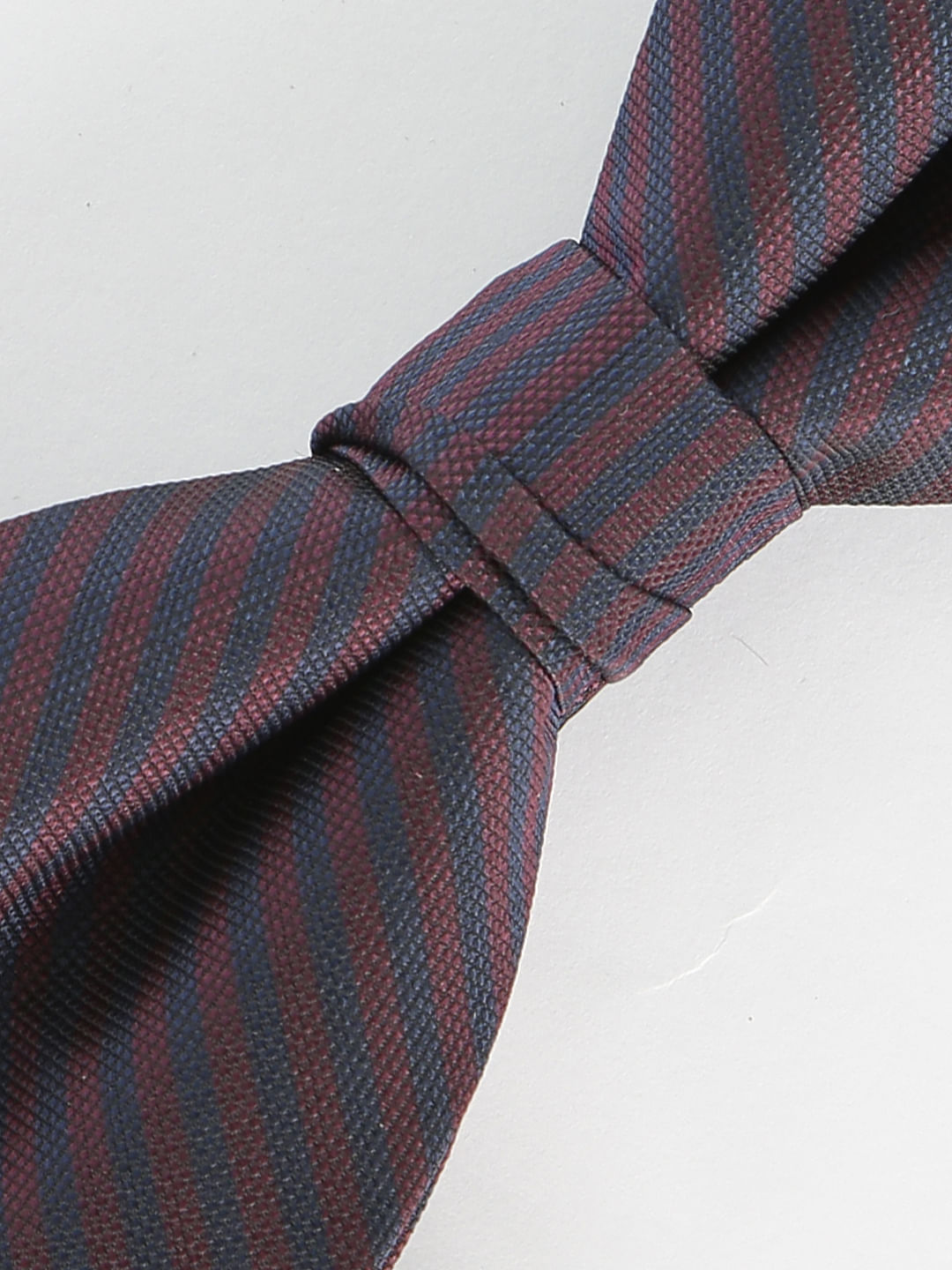 Navy Blue Striped Bow Tie