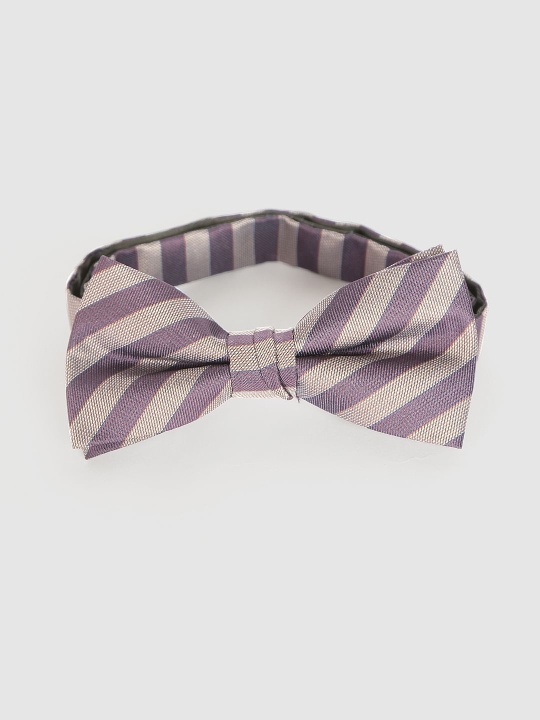 Brown Striped Bow Tie