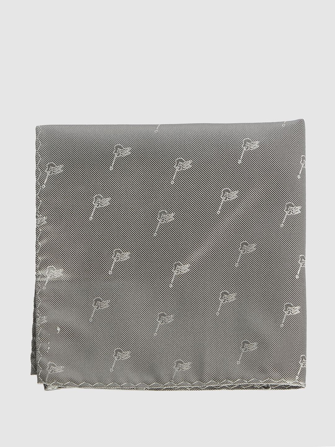 Grey Printed Pocket Square