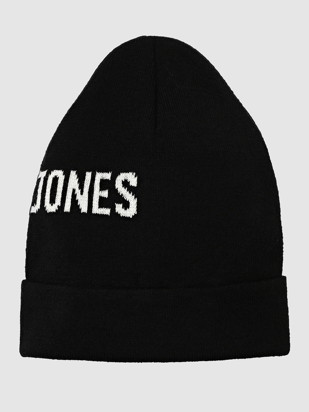 Black Logo Print Beanie