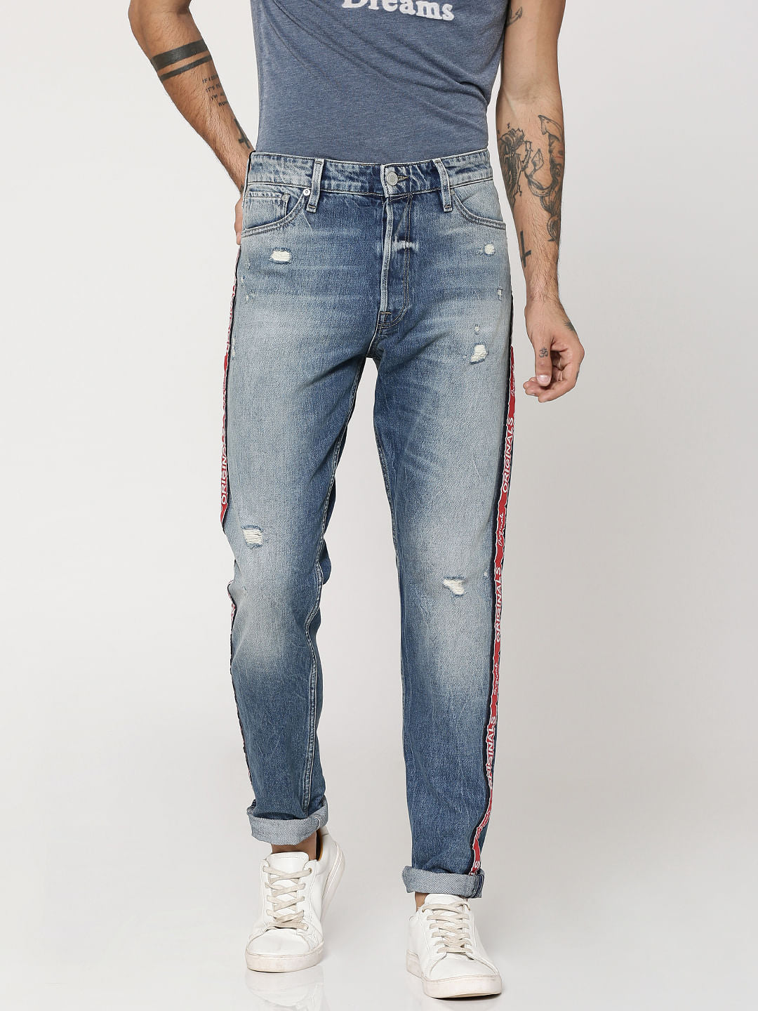 Blue Tape Detail Fred Anti Fit Jeans