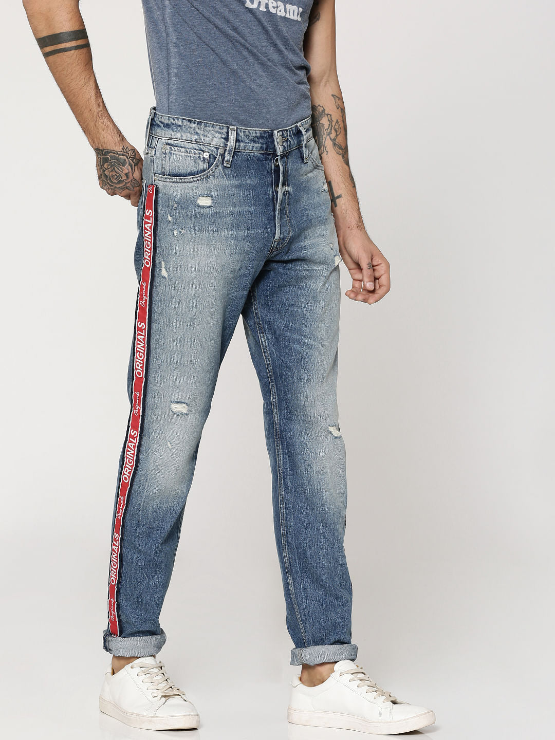 Blue Tape Detail Fred Anti Fit Jeans