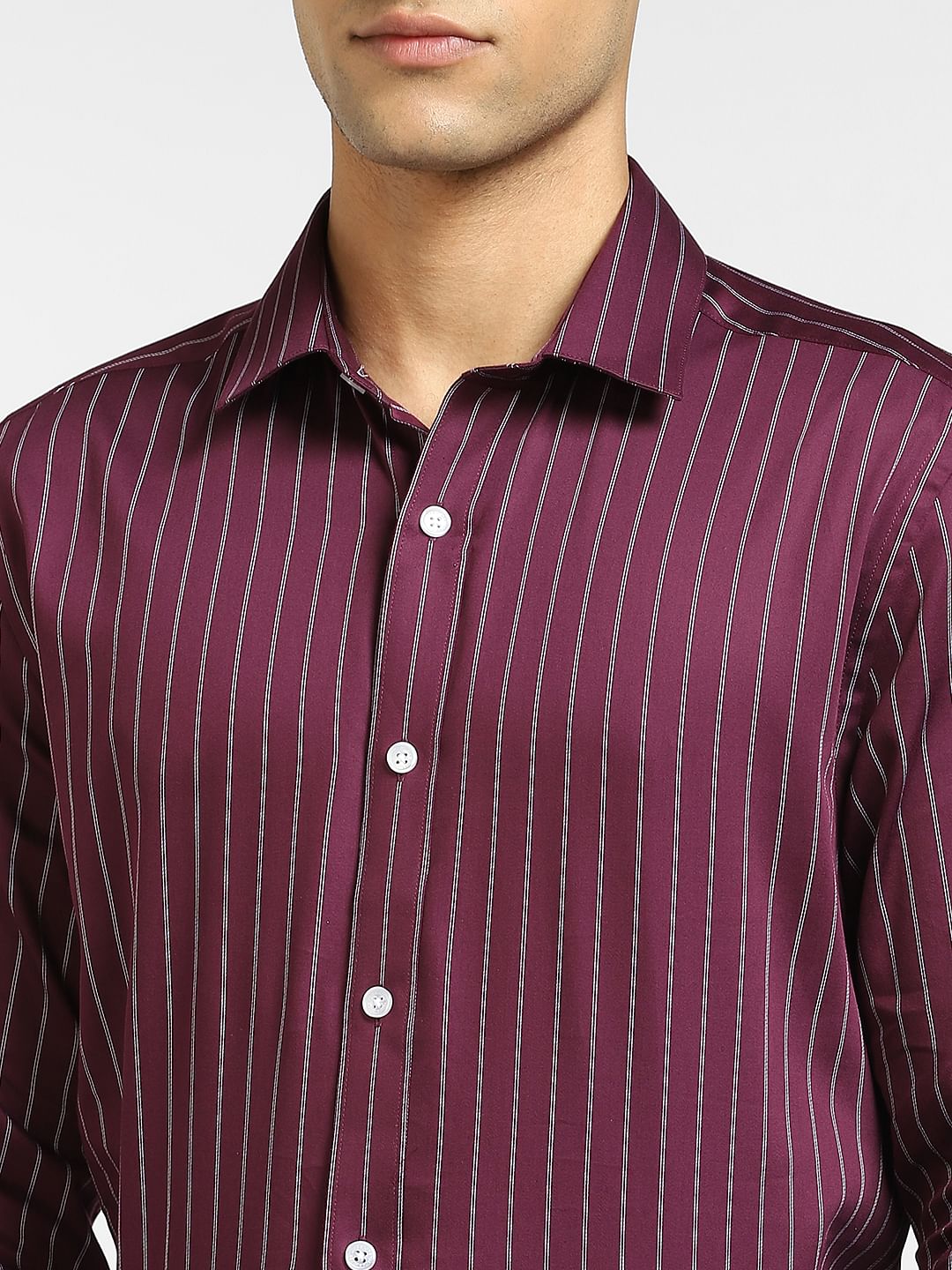 Purple Striped Full Sleeves Shirt