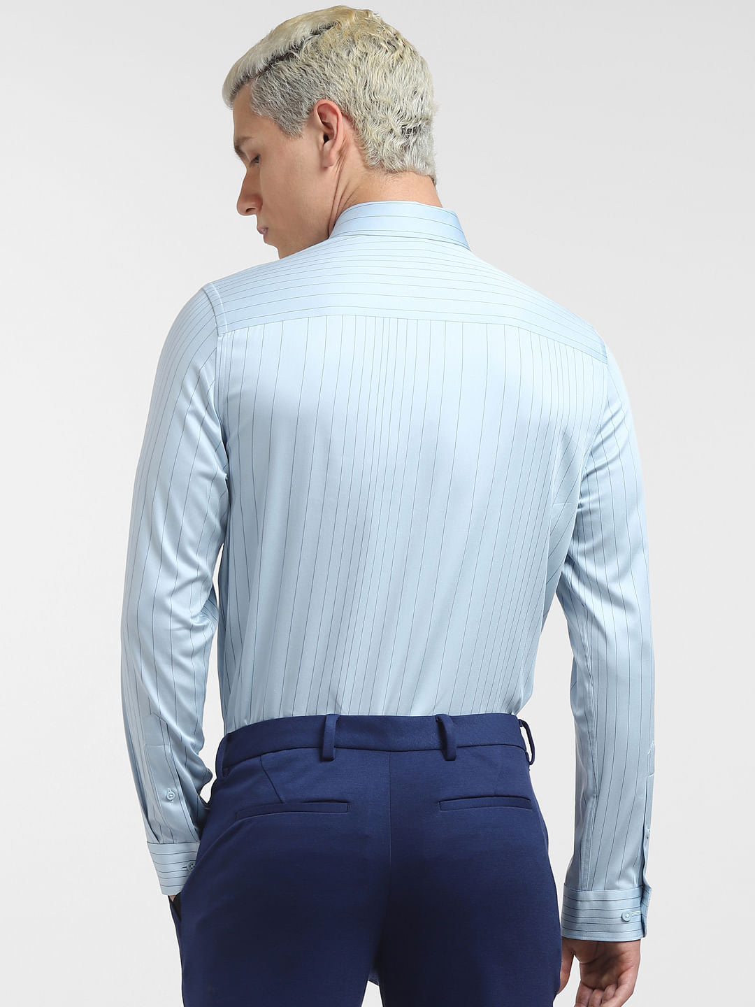 Blue Striped Full Sleeves Shirt