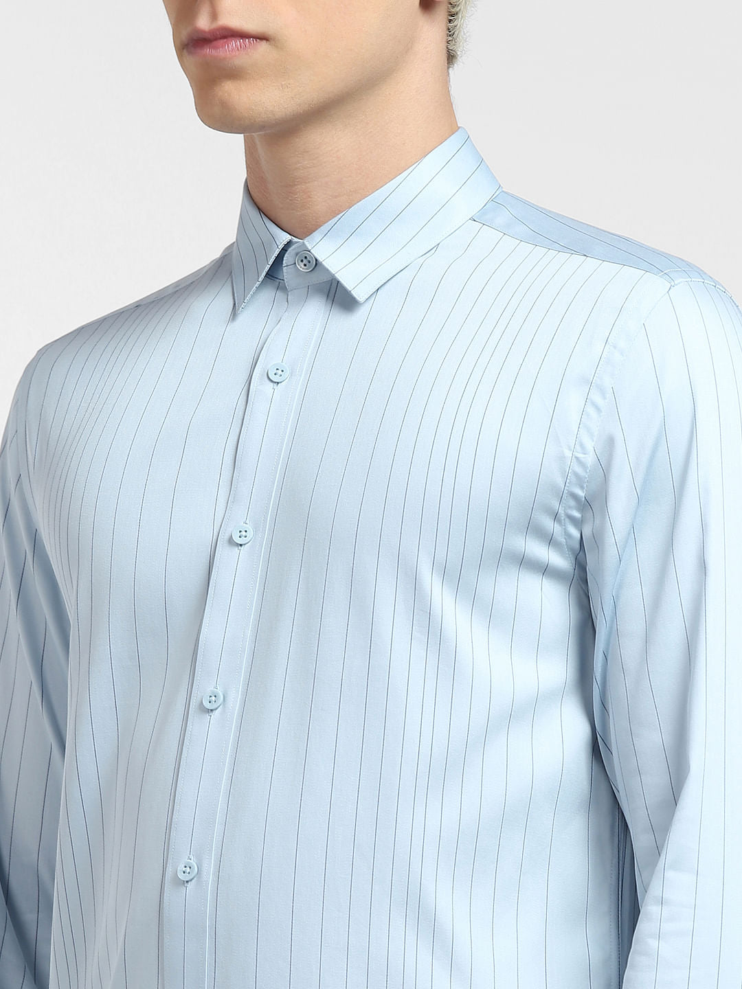 Blue Striped Full Sleeves Shirt