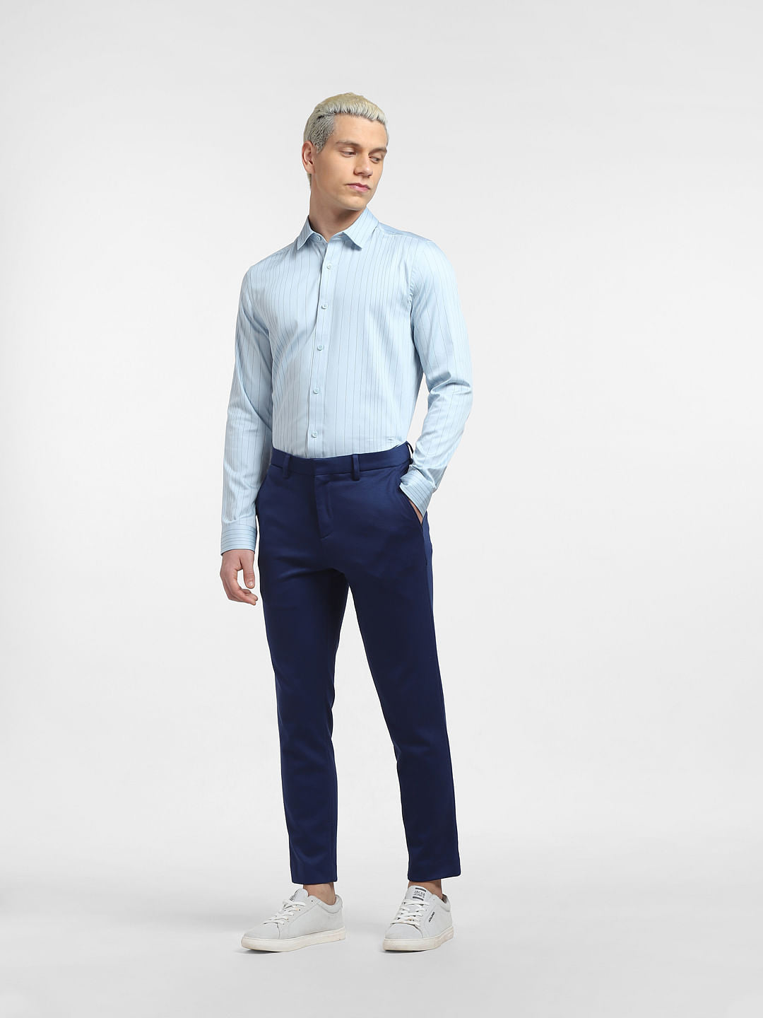 Blue Striped Full Sleeves Shirt