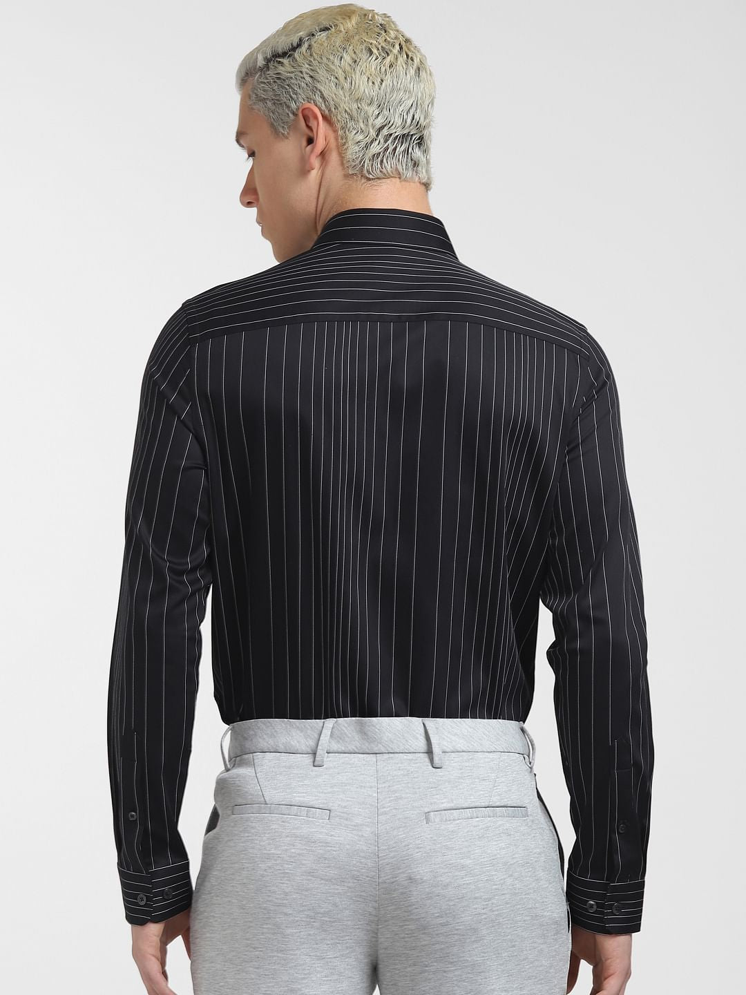Black Striped Full Sleeves Shirt