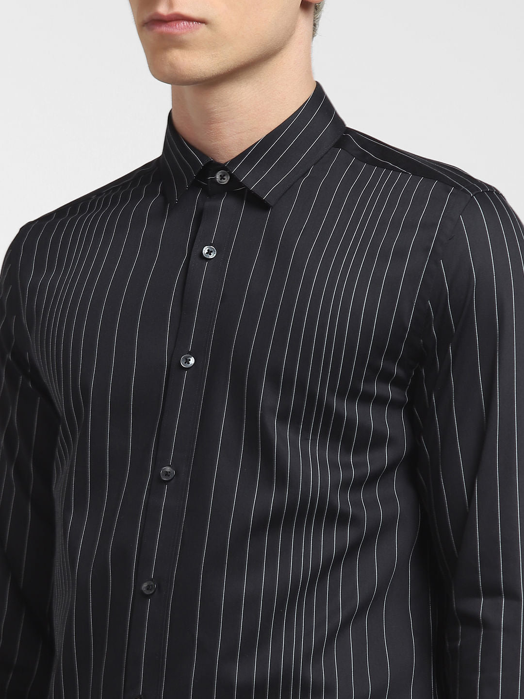 Black Striped Full Sleeves Shirt