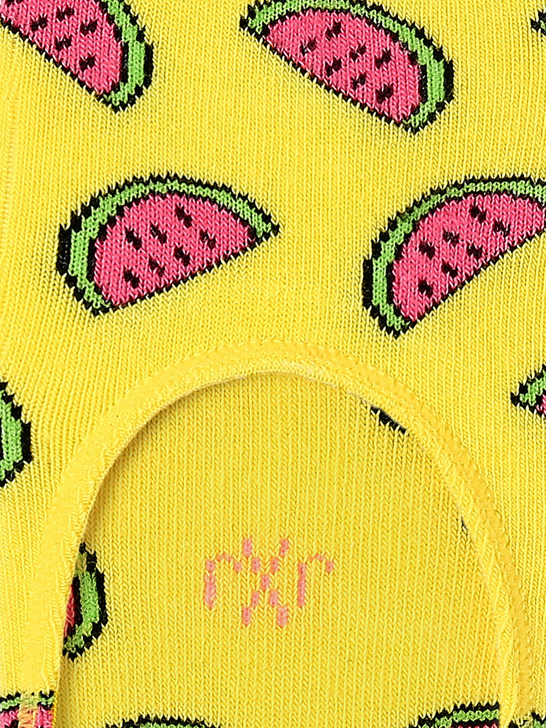 Yellow Watermelon Print No Show Socks