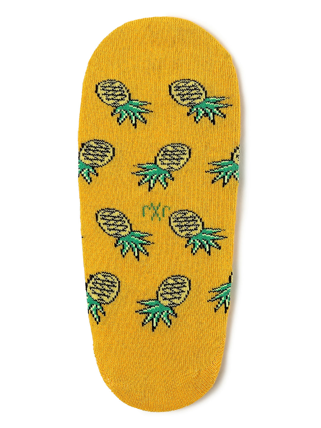 Yellow Pineapple Print No Show Socks