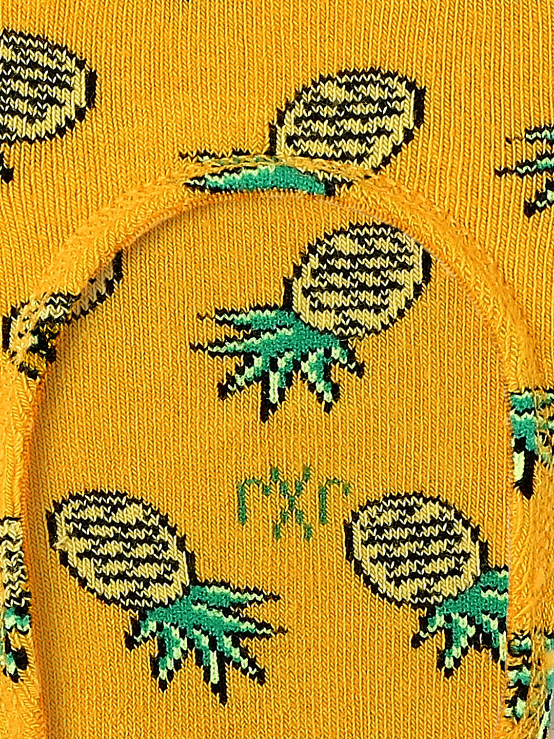 Yellow Pineapple Print No Show Socks